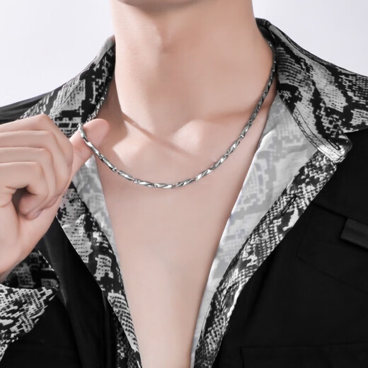 OKZpt950 platinum necklace men's light luxury platinum chain moissanite gift for boyfriend unlimited ingot chain 32.65 default 60 long with counter gift box + certificate