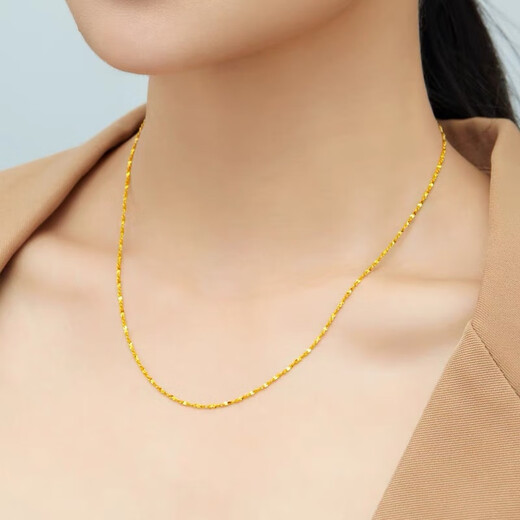 Wanmu gold necklace new style 999 pure gold baby's breath chain sparkling fine gold-plated necklace women's clavicle chain baby's breath necklace 4.52g