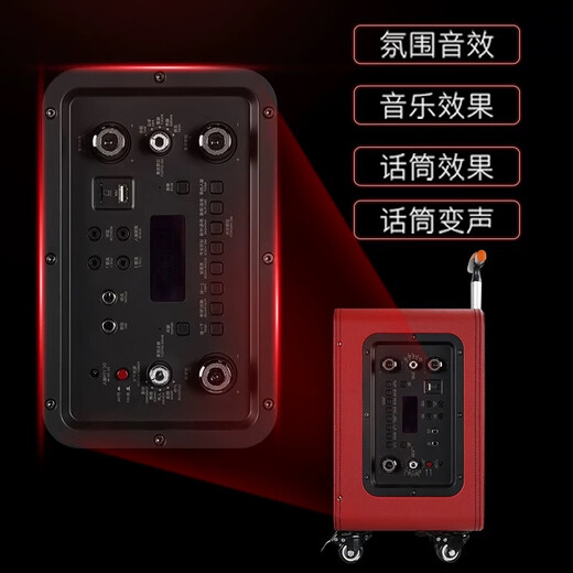 Bader Audio Flight Attendant Outdoor Live Square Dance Audio Wireless Bluetooth High Power Portable Trolley Built-in Sound Card All-in-One Speaker Flight Attendant Black 15-inch Dual Microphone