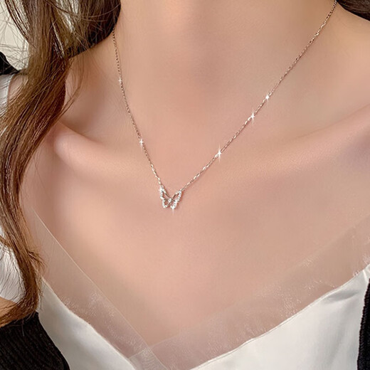 MZMZ Butterfly Platinum Necklace Women's pt950 Platinum Necklace Clavicle Chain Valentine's Day Birthday Gift for Girlfriend or Wife Premium Model-Local Warehouse Tomorrow Delivery/Butterfly Necklace