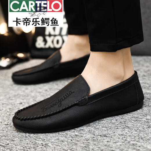 
CARTELO 2025 youth spring versatile Korean new lazy bean shoes trendy casual men's loafer shoes with one foot D838 black 39