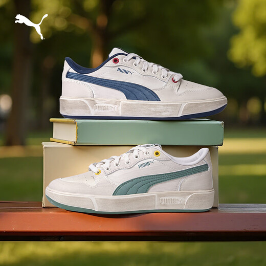 PUMA Dirty Shoes Men's and Women's Low-top Classic Retro Distressed Casual Sneakers LX 399254 Gray-White-Navy Blue-02 40.5