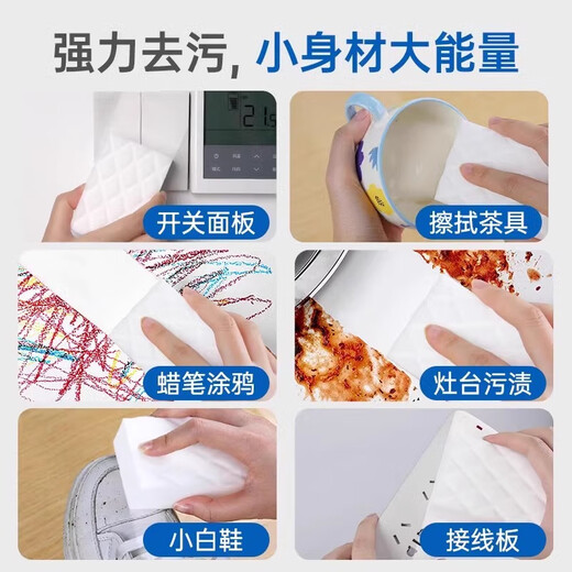 Suno Nano Sponge Magic Magic Wipe Cleaning Artifact Thickened Cleaning Cloth Magic Wipe White Shoes Car Wash Decontamination Durable High-density Sponge Sheets 20 Pieces 15*10*0.3cm Durable