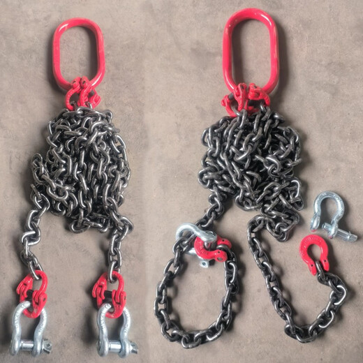 Kezhitu lifting chain double limb chain hoist ring shackle ring sling sling G80 manganese steel chain iron chain sling rigging 12358 tons 2 tons 1 meter