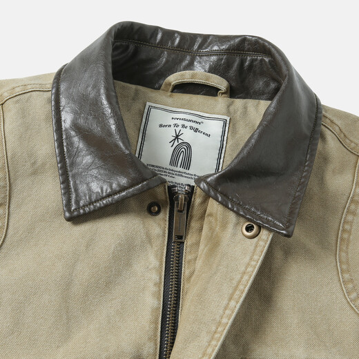 NANYI NHSUGOO / 3527 Spring Men's New Retro Workwear Detroit Jacket polyvalent courte et large veste gris foncé xl 151-170jin [Jin est égal à 0,5 kg]