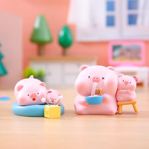 Affe Happy Cute Little Pig Blind Box Spielzeugpuppe Jungen und Mädchen Kinder Trendy Toy Desktop Ornamente für Freunde Geburtstagsgeschenke Guru Schwein [Der gesamte Set von 6 Kisten wird nicht wiederholt]