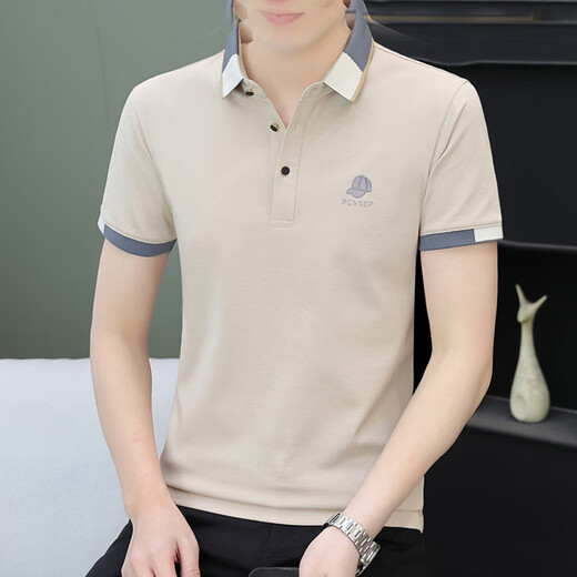 Yushiqing lapel embroidery polo shirt 3D concave hat summer cotton short-sleeved T-shirt men's business casual embroidery shirt white 723 lapel M 85-110Jin [Jin equals 0.5 kg]