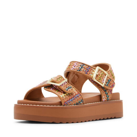 STEVE MADDEN Girls Gal Wedge Sandals Cognac Multicolor 13 Little Kid