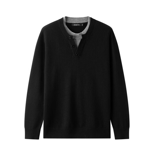 Gxg.Jeans Herrenpullover schwarzer gefälschter zweiteiliger halb-pallet-Freiloser 25-jähriges Frühling Neues Produkt Schwarz L (175)
