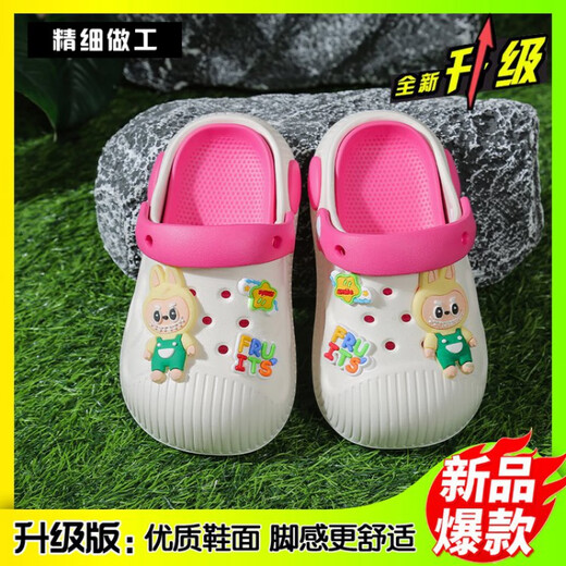 Croton Croton Kinder -Cartoon -Hausschuhe Milch Dragon Sommermädchen 2025 Jungen Neue Anti -Rutsch niedlichen Kinderlochschuhen Baby Sandalen Beige 24 -25
