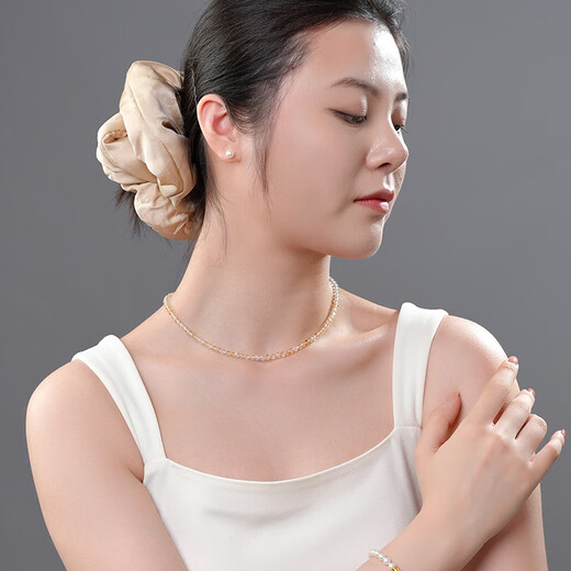 Dara birthstone gift s925 silver citrine tourmaline necklace women's fine chain clavicle chain birthday gift for girlfriend and wife