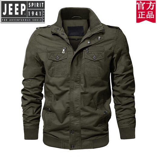 吉普（JEEP）官方高端德国执政官飞行员服外套男纯棉夹克春秋户外宽松战术外套 薄款 品牌旗舰款9903军绿色 150-165斤 建议 2XL