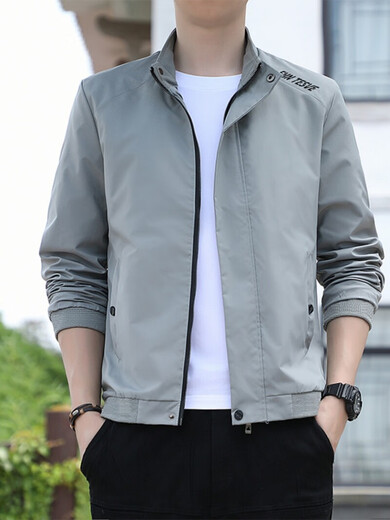 
Romon Chun Autumn Men's Thin Jacket Men 2025 New Stand Collar Jacket Fashion and All-match Casual Trench Coat Gown Men 686 [Black White] M [Suggested 80-95 Jin [Jin equals about 0.5 kg]]
