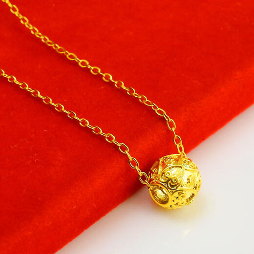 Huaiyin imitation gold necklace 18K gold pendant AU750 pure gold pendant women's men's transfer beads fine jewelry round beads + chain price