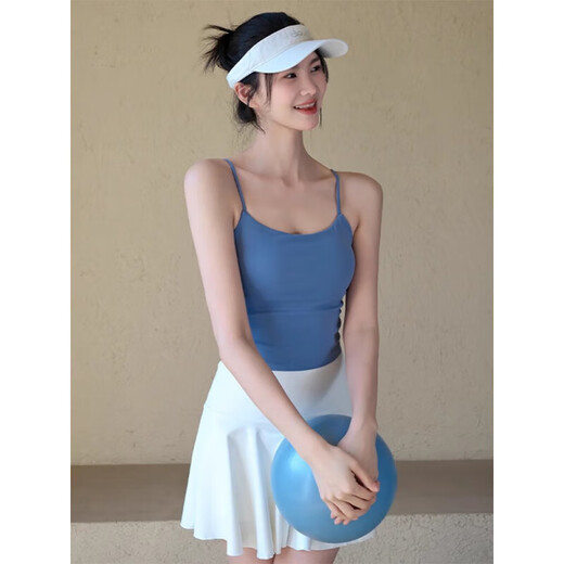 LULUUVTTOH sexy yoga camisole women's new Pilates training bra with chest pad sports fitness bra top for women blue willow color removable chest pad M (recommended 95-110Jin Jin equals 0.5kg)