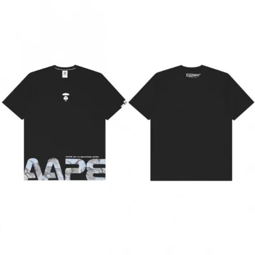 Aape kurzärmelige Sommermänner und Frauen gleiche vielseitige Paar halbärmelige Hemd-Tarn-Affen-Kopf-Trend Black 691 Pure Cotton High-Qualität M 90-110Jin [Jin entspricht 0,5 kg]