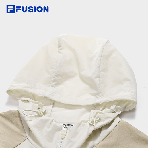 FILA FUSION斐乐潮牌梭织外套男2025夏新款拼色凉感连帽防晒上衣 雅灰-GY M 170/92A/M