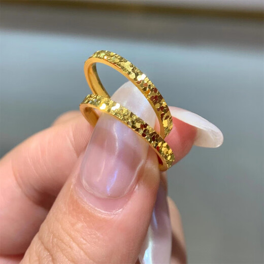 DL 1998 Fat Donglai same style color gold ring for women, light luxury, sparkling, crushed ice and crushed gold, 2025 internet celebrity starry sky, 18k crushed gold ring, US size 8 2.5mm