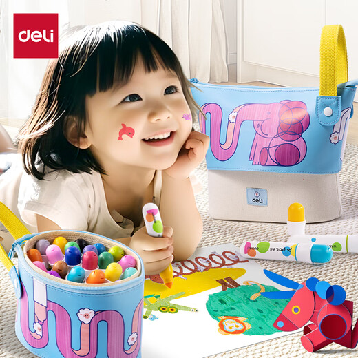 Гастроном (гастроном) 24-цветные пухлые детские удобные в захвате толстые штанги легко моющиеся акварельные ручки для рисования и раскрашивания цветные ручки художественная роспись материал для хранения тубус выпускная картина подарочный эскиз HM518-24