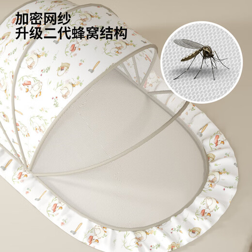 Baby-friendly Tree Baby Mosquito Net Cover Free of Installation Crib Mosquito Net Full Cover Baby Special Household Portable Folding Mongolian Yurt Cute Little Duck - Blackout Model Suitable for 0-4 Years Old Encrypted Anti-mosquito/Folding Portable/Blackout and Windproof