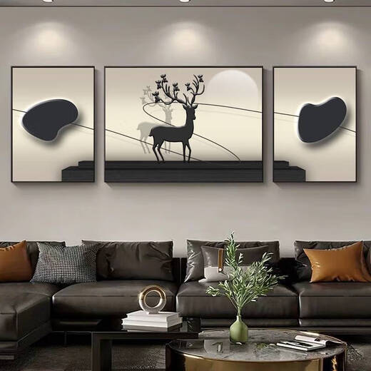 
Yonghuan Yilu Gaosheng atmospheric living room decorative paintings and sofa background wall hanging painting abstract triptych T10975 60*80/120*80/60*80 suitable for 3.8 meters left