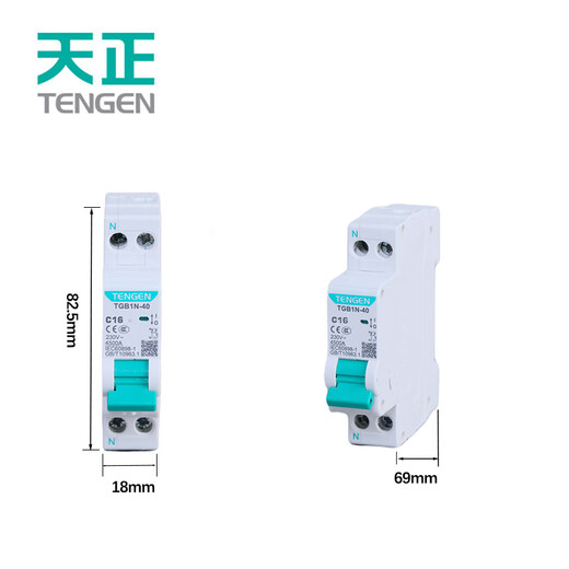 Tianzheng Electric TENGEN small circuit breaker TGB1N-40 1P+N C16A circuit breaker miniature circuit breaker