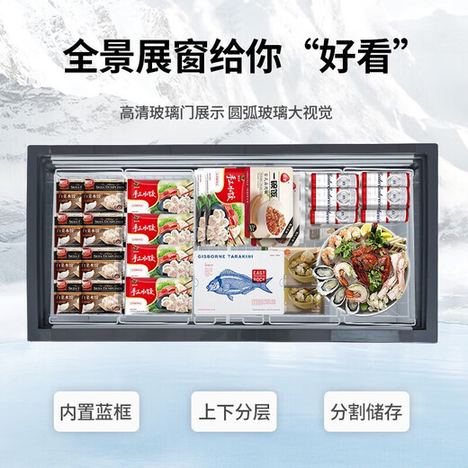 Yangzi Freezer Commercial Ice Cream Display Cabinet Horizontal Commercial Réfrigérateur Réfrigérateur Freinez Supermarket Fresh Cabinet Grand Capacité Freiner Arc Glass 1000680830MM6D Copper Tube Contrôle de température intelligente 2025 Nouveau mise à niveau