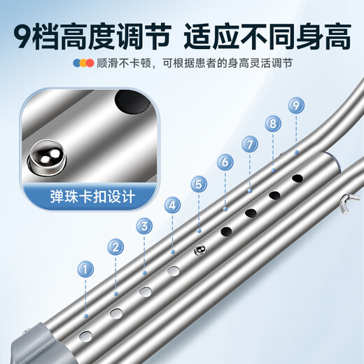 GUANAI medical axillary crutches for fractures, armpit crutches for rehabilitation crutches, thickened anti-slip adjustable length pair GI86343I0M