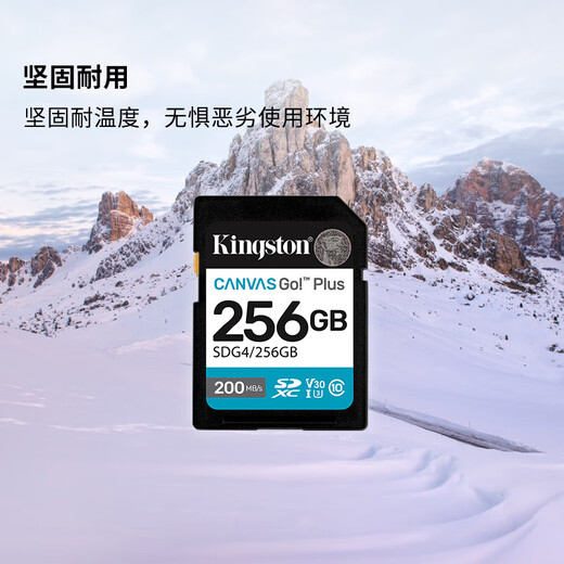 Kingston 256GB SD memory card U3 V30 camera memory card high-speed SD card large card 4K ultra-high definition shooting reading speed 200MB/s writing speed 160MB/s