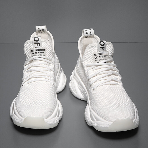 希与菡春季特大码男鞋45男士运动鞋46男款老爹鞋47透气加宽网面鞋48软底 9902白色 46