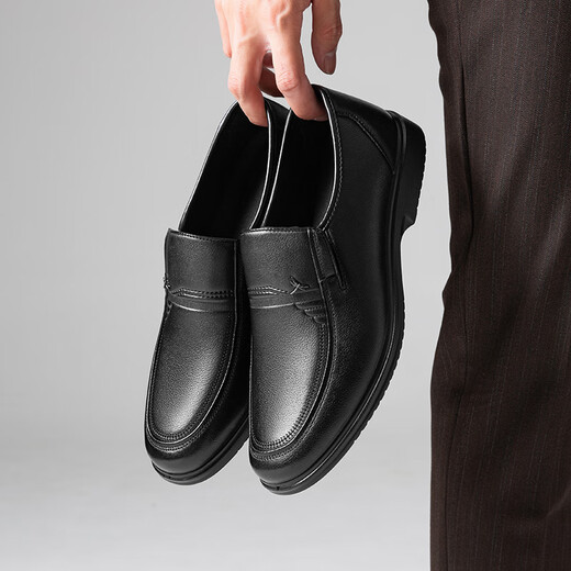 Red Dragonfly cowhide shoes for men 2025 spring men's over-the-foot cowhide shoes for middle-aged and elderly dads WTA15172 black 40