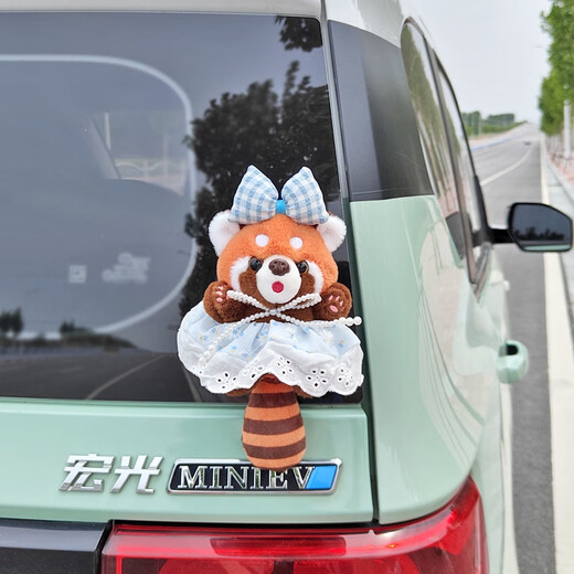 语森忆穿毛衣小熊猫车载挂件玩偶可爱女熊汽车尾部公仔电动车摩托装饰品 排扣紫毛衣小熊猫 车尾公仔含卡