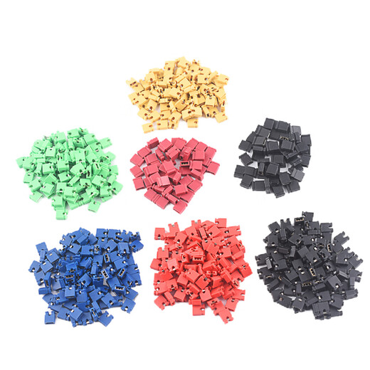 Zejie jumper cap long handle cap pitch 2.54MM color jumper cap short circuit block pin header connection block red opening (100 pieces)