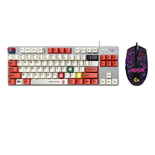 罗技（Logitech）K835机械键盘 G102二代游戏鼠标有线鼠标电竞流光灯效吃鸡鼠标轻量化小手鼠标 K835红轴-红白键帽+G102黑色-耿鬼防滑贴