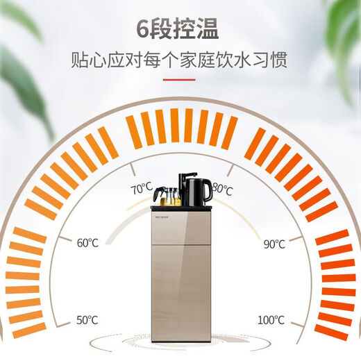 美菱（meiling）茶吧机多功能下置式智能多档调温双壶饮水机香槟金826 美菱MeiLing茶吧机多功能下置式智 即热制冷型