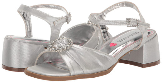 Steve Madden Girls' Shoes Unisex Children's Tango High Heel Sandals, Silver Silver 2 Little Kid