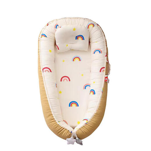 The little cleaner chooses the bed in the crib to coax newborns to sleep, anti-jumping uterine bionic bed, a safe and secure tool for babies to sleep in. The polka-dot bunny has no quilt and can be used on both sides.