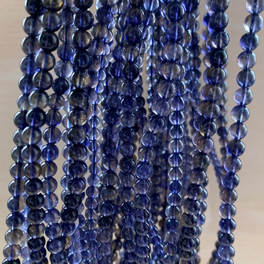 Ally natural ice-transparent cordierite three-circle Buddha beads bracelet blue crystal tanzanite lapis lazuli blue crystal bracelet as a gift (W39) about 6.2mm