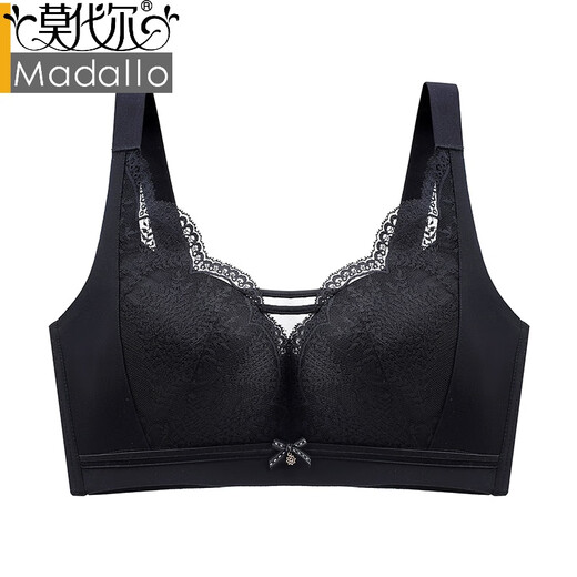 Sujetador de marca modal con senos grandes y pequeña taza completa de estilo completo anti-sagging y recolección de ropa interior de gran tamaño para mujeres sin anillos de acero negro 95c 42 [estilo delgado cómodo]