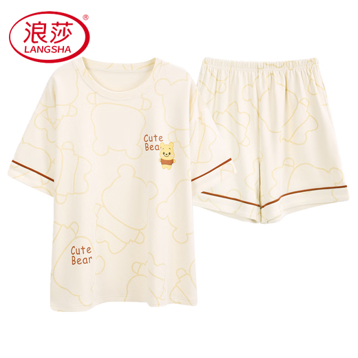 Langsha Leichte Luxus-Pyjamas für Frauen im Sommer Pure Cotton Short Sleeve Shorts Dünner Sommer niedlich und süß können außerhalb von Heimkleidung getragen werden YX-7512 9855 L [Empfohlen 100-120jin [Jin gleich 0,5 kg] tragen]