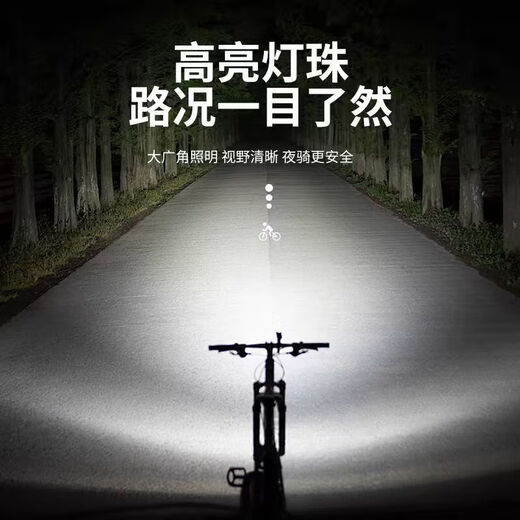 车前灯自行车骑行前灯户外山地车公路车专用防水强光手电筒夜骑灯 高配款【高亮699N 三挡调节】