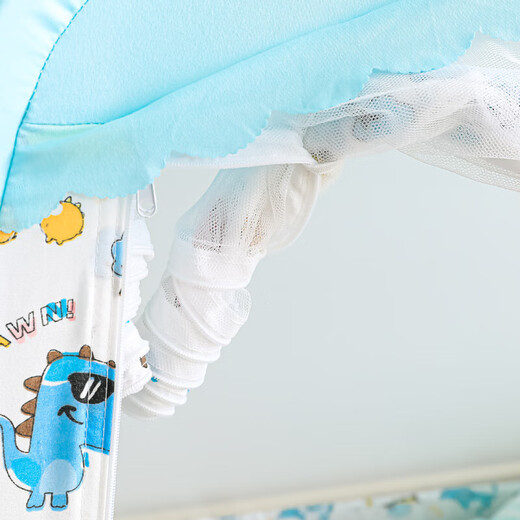 Baby bed and bunk bed, children's bed mosquito net, anti-mosquito for kindergarten, foldable little boy and girl yurt baby mosquito net, Baolaili Baby Dragon--blue 80*160, height about 130, three doors, 2 main doors and 1 side door