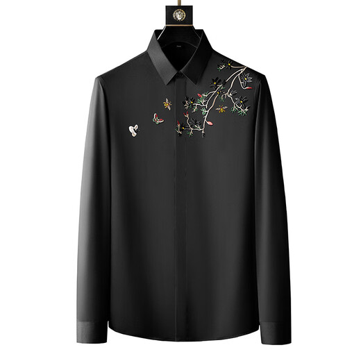 
Walker Shop long-sleeved shirt for men, luxury high-end European white swan ironing diamond slim casual and free hot fashion personality shirt White 3129 XL