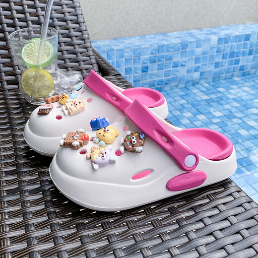 European Fiber Domain Girls 'Höhlenschuhe 2025 Neue Nicht-Schlupf-Kinderruhschuhe Sommer Eva Feeling Girl Parent-Kind Beach Schuhe 707-051 Weiß 26