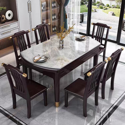 Youkaji Nueva mesa de comedor de madera de roca china Table de comedor retráctil y radio MW-681# con estufa de inducción