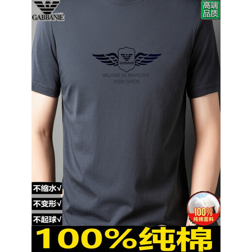 Camiseta de manga corta de la marca de alta gama Falamaone Camiseta de algodón puro Men's Pure Men's Clothing 2025 Nuevo camiseta de algodón de algodón puro de alta manga de alta manga de alta altura de alta gama 3xl [sugerido 170-185Jin [Jin equivale a 0.5 kg]]]
