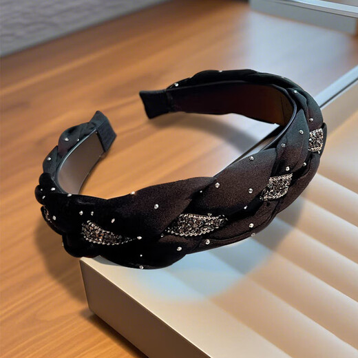 Jiao Xuefeiogen yarn starry light luxury headband black high skull forehead pressure hair bundle going out versatile headband hair accessories headwear