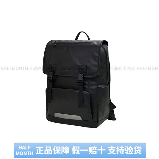 Samsonite Letter Logo grande capacité Business Fabric Casual Travel Tissu sac à dos Sac à dos ordinaire de base de base noir à haut visage (sac + étiquette)