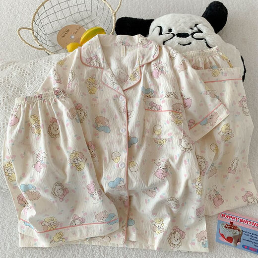Gemas coloridas amor negro pijama de manga corta para mujeres en verano ropa de tres piezas para ropa para usar Z9905 170 m [80-100Jin [Jin iguala 0.5 kg]]]