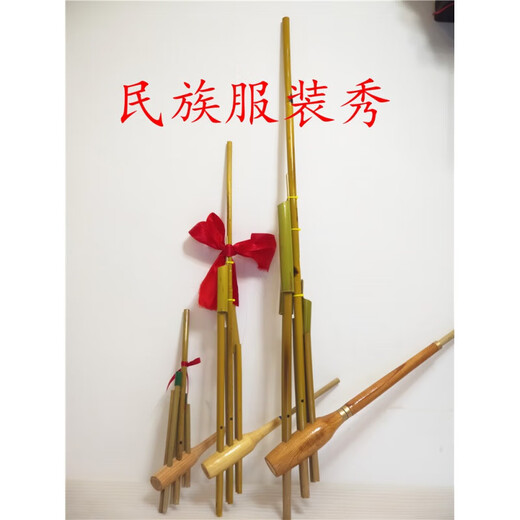 Shantoulin Village Guizhou Miao Lusheng ethnic handmade bamboo musical instrument stage performance props Lusheng 6 tubes large and small Lusheng bags Medium six-tone primary and secondary school students beginners 63*30cm
